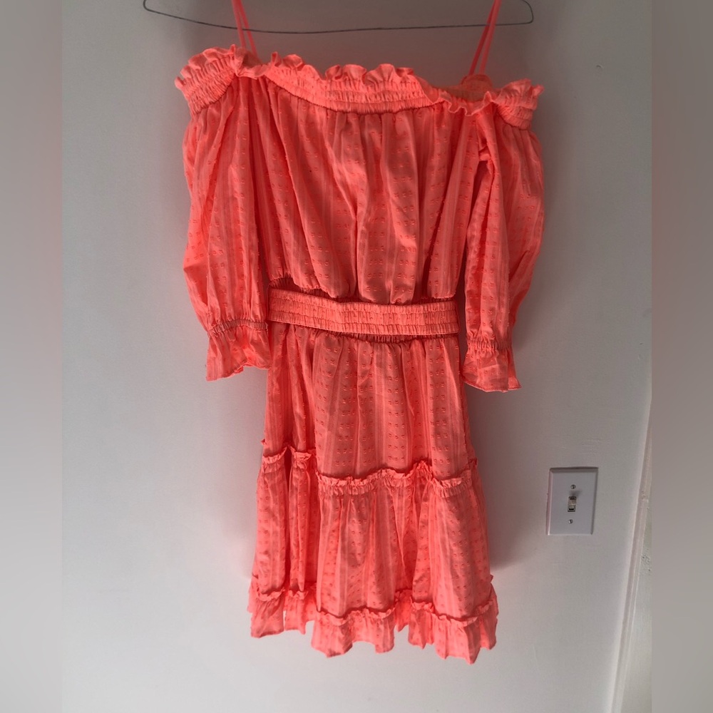 NWT Lilly Pulitzer Louisa Belted Off the Shoulder Mini Dress in Papaya Punch M - Picture 8 of 16